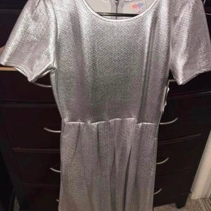 LuLaRoe Amelia silver metallic dress new